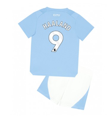 Manchester City Erling Haaland #9 Hjemmebanesæt Børn 2023-24 Kort ærmer (+ korte bukser)